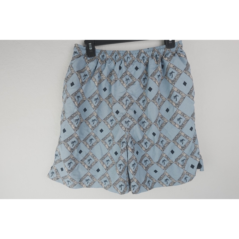 Joe Martin Large Mens Swimming Trunks Shorts  Blue Palm Trees‎ Aztec Nylon